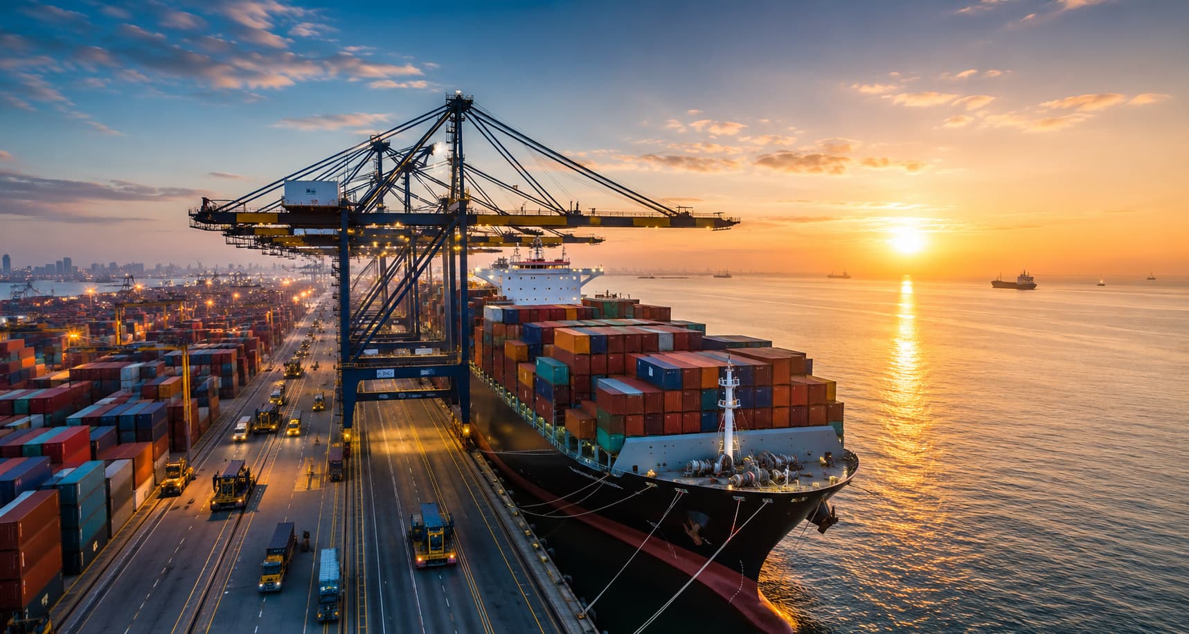 Container ship at port